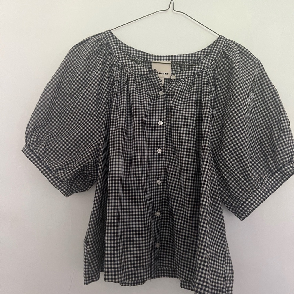 Industry Gingham Puff Sleeve Top